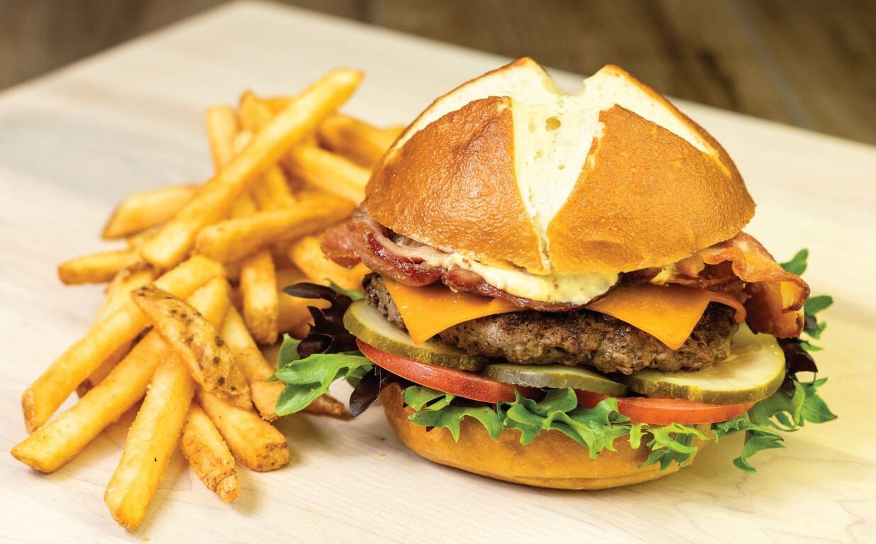 Ruby Tuesday Bacon Cheddar Pretzel Burger