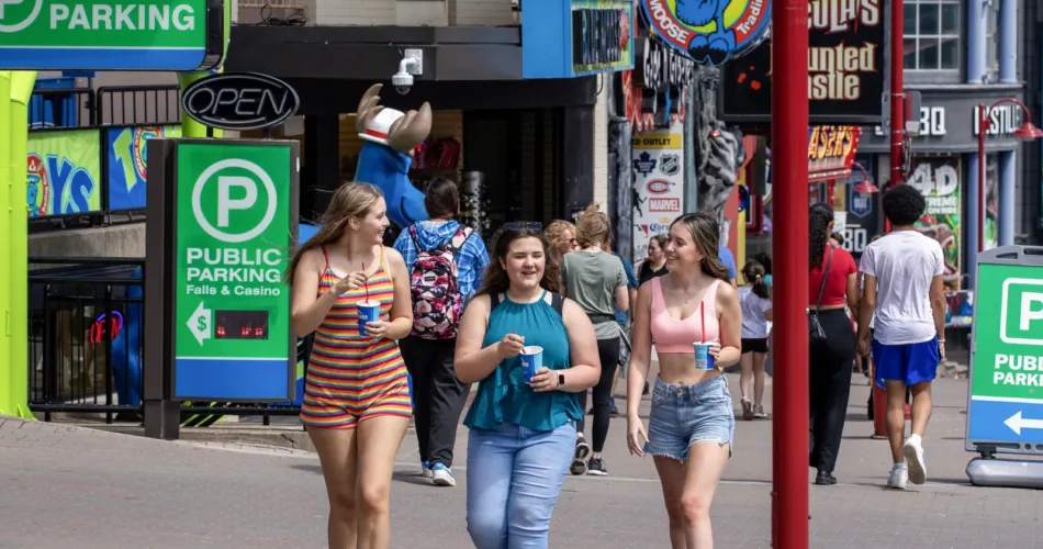 Group of teens walking together on Clifton Hill
